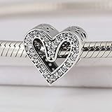 Gegenstandsform: Herzform YDMZMS Authentische S925 Sterling Silber Perle Sparkling Freeland Heart Charm fit Lady Armband Armreif