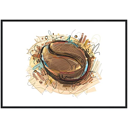 Cadre grain de café 30x40 cm - Décoration murale blanche pour cuisine