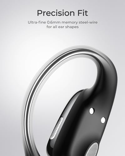 Image of Lytmi CozyFit Open Ear Headphones, 0.23oz Ultra-Light Comfortable Wireless Earbuds, 0.6mm Thinnest Earhooks, Bluetooth 5.4, Clear Audio, 30 HRS Playtime, IPX5 Waterproof Earphones with Mic (Black)