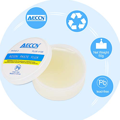 5 In1 Lead Free Solder and Solder Flux Kit | 50g Lead-Free Solder Paste | 0.6mm Solder Wire with Rosin Core | 5 Pcs Replacement Soldering Iron Tips | Solder Supplies for Electronics Metalwork Weld