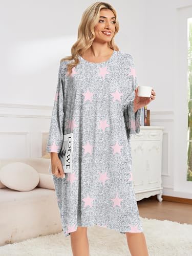 Image of CRIPOM Plus Size Moo Moos for Women Oversized Sleep Shirts for Women Oversized Nightgown with Pocket Fit S-5XL