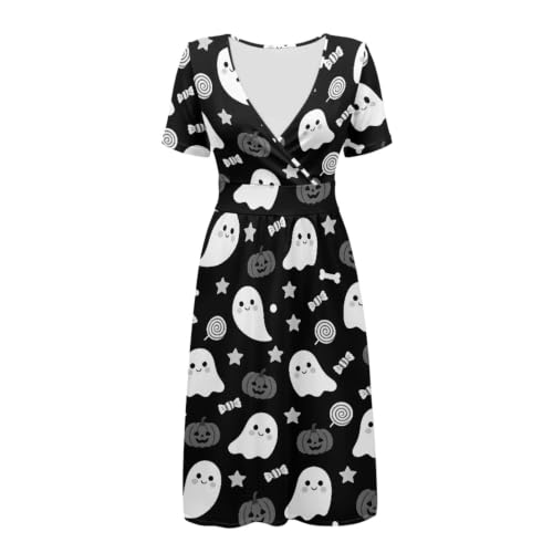 Image of Women's Summer Dresses Short Sleeve Formal Dresses with Pockets