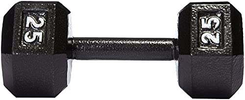 Image of AmazonBasics Cast Iron Hexagon Dumbbell, 11.3 Kgs (25 pounds) | Black