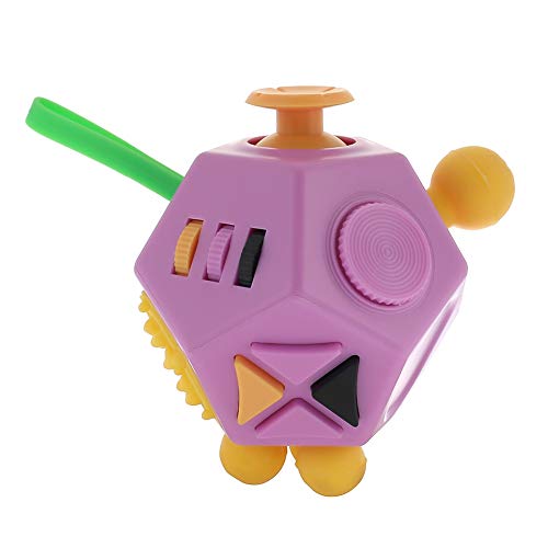 Fidget Dice Anti-Anxiety and Depression Cube for Children and Adults - Rhodo Yellow 12 Side