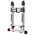 Telescoping Ladder 12.5 FT A Frame, Extension Multi-Purpose with Balance Bar Heavy Duty 330 lbs Max Capacity for Home and Outdoor Work, Silver