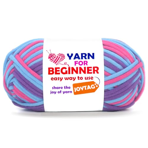 50g Rainbow Beginner Crochet Yarn for Crocheting and Knitting Multicolor Cotton Crochet Yarn for Beginners with Easy-to-See Stitches Cotton-Nylon Blend Easy Yarn for Beginners(Mermaid Tone)