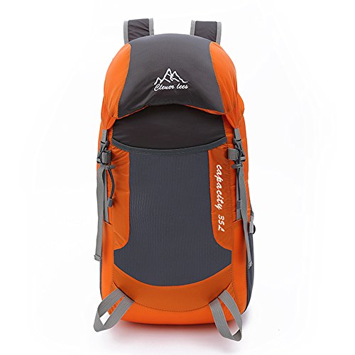 Mochila plegable para senderismo, camping, ciclismo, viajes. Gran mochila deportiva de 35L., naranja