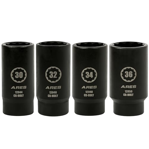 image for ARES 12062-4-Piece Axle Nut Socket Set - 30mm, 32mm, 34mm, and 36mm Ax