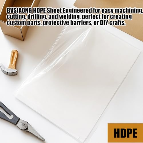 Image of HDPE Sheet 1 /2-24 inch x 36 inch High Density Polyethylene Sheets with Protective Film 1 /2 Thick HDPE Plastic Sheet Board Solid Plastic Block for Flat Panel DIY Projects Machining Home (White)