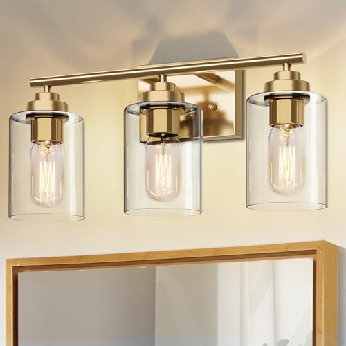 Image of SKEJAO Bathroom Vanity Light Over Mirror,Bathroom Light Fixture Wall Sconce Lighting for Bedroom,Living Room (Gold, 3-Light)