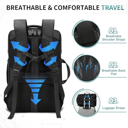 Image of 40L Travel Backpack for 17.3 Inch Laptop TSA Friendly USB-A Black