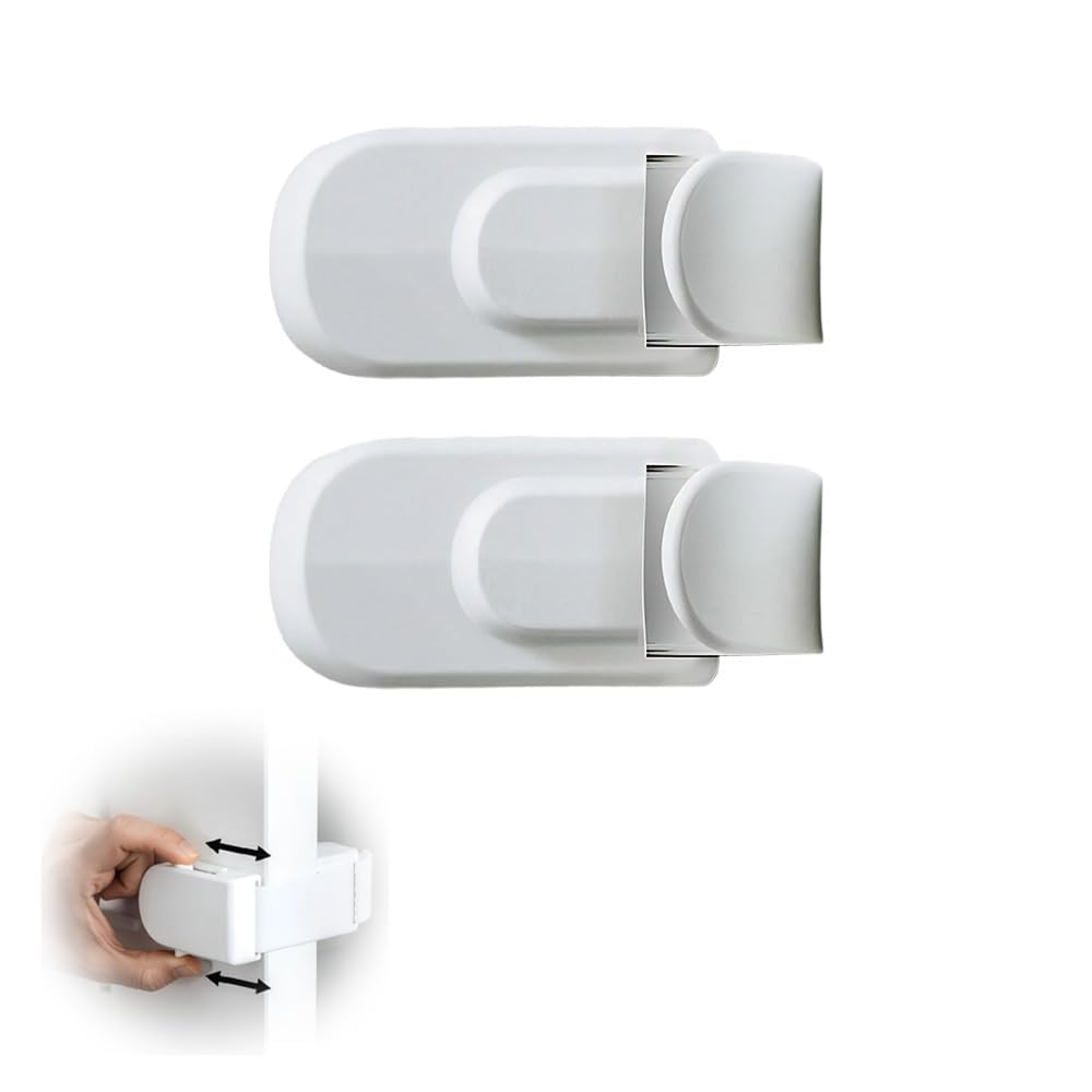The Snap-On Door Lock Kids Can't Reach or Defeat - No Tools or Adhesives Required, Child Proof Door Lock, Simple Install, Child & Pet Proof Locks (2pcs)