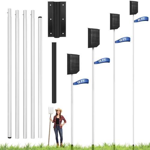 Yaocom 15 FT Telescoping Aluminum Purple Martin Bat House Pole, Bat House Kit with Ground Socket, Adjustable Heavy Duty 5-Section Pole, Bird Feeder Accessories for Outdoors (Silver)