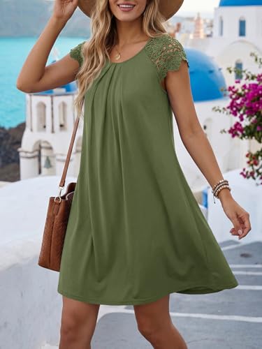 Image of Wenrine Womens Tshirt Nightgown Short Sleeve Soft Sleepwear Casual Sleep Dress with Pockets