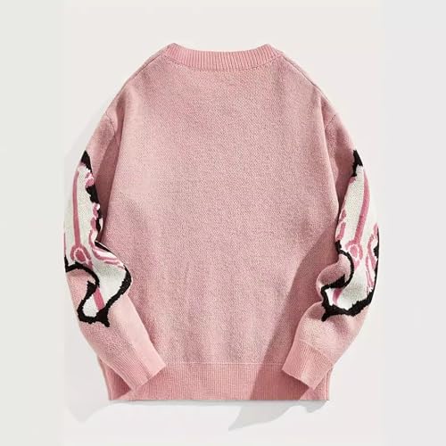 CORIRESHA Women's Halloween Skeleton Sweater Round Neck Y2k Pattern Loose Knitted Gothic Pullover Top2