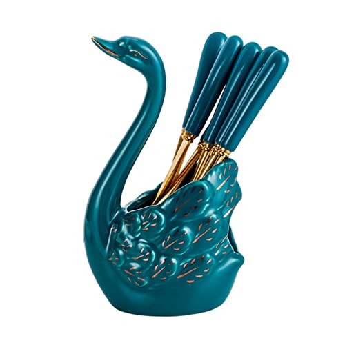 OFFSCH Ceramic Fruit Forks Stainless Steel Dessert Cutlery Elegant Storage Container Included for