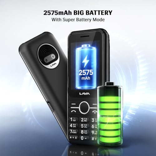 Image of Lava Gem Power + Dual Sim Keypad Phone (2.8 inch Display, Camera & Fast Charging) | 2575mAh Smart AI Powerful Battery | Wireless FM & Recording | Stereo Speakers | Call Recording (Black Gold)