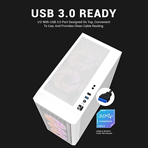 Image of Ant Esports 250 Air Mid- Tower Computer Case /Gaming Cabinet - White | Support - ATX, M-ATX, ITX | Pre-Installed 3 x 120mm Front Fans