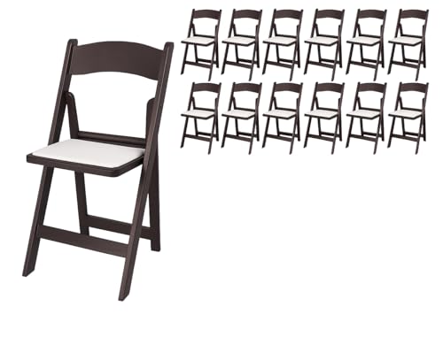 Image of BTEXPERT Resin Folding Chair Vinyl Padded Seat Indoor Outdoor Lightweight Set for Home Event Party Picnic Kitchen Dining Church School Weddings Set of 12 Brown