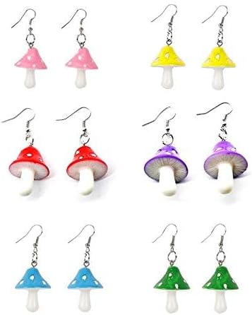 Women Environmental theme Acrylic Dangle Earrings For Female Party Red Purple Acrylic Colorful Mushroom Long Pendant Earrings - Image 5