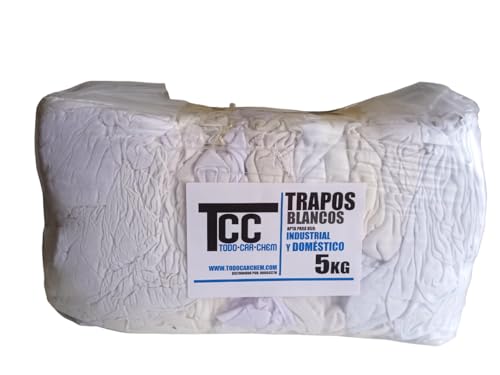 Genérico Trapo Limpieza - 5 KG- Trapo DE Camisetas DE Algodon, Blancas- Taller O Uso DOMÉSTICO