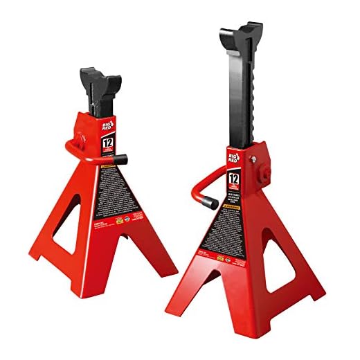 BIG RED T41202 Torin Steel Jack Stands: 12 Ton (24,000 lb) Capacity, Red, 1 Pair