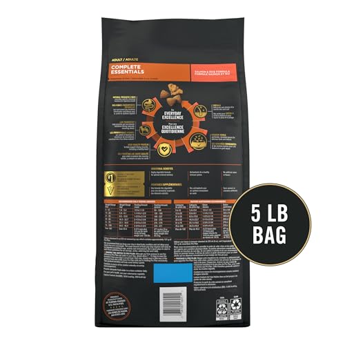 Image of Purina Pro Plan Complete Essentials Salmon & Rice Dry Dog Food, 5 lb Bag | Shredded Blend crunchy kibble with tender pieces, real salmon as the first ingredient, live probiotics for digestive health