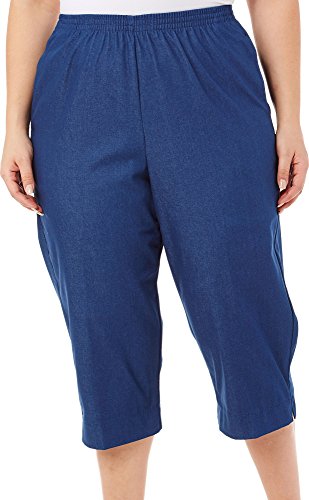 Alfred Dunner Women's Denim Capri Pants, Superior Comfort in Stretch Denim; Side Pockets Hem Slits Classic Style, Denim, 20 Plus - Main Image
