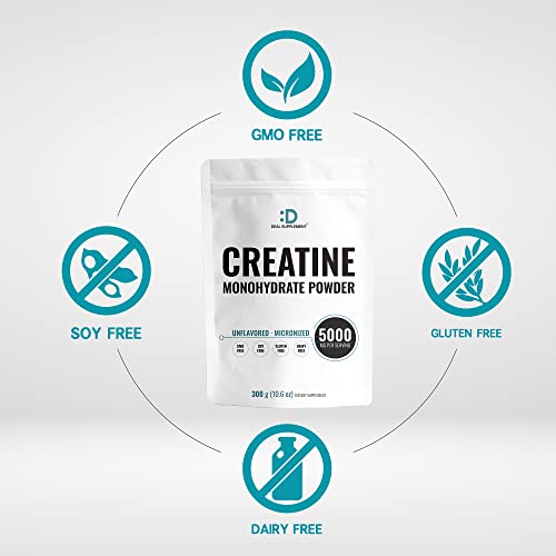 Creatine Monohydrate Powder 300 Grams (60 Servings), Unflavored | Pure | Micronized Creatine Powder, 5000Mg(5G) Per Serving, 2 Month Supply, Vegan | Keto, Non-Gmo, No Filler, No Additives #TOP2