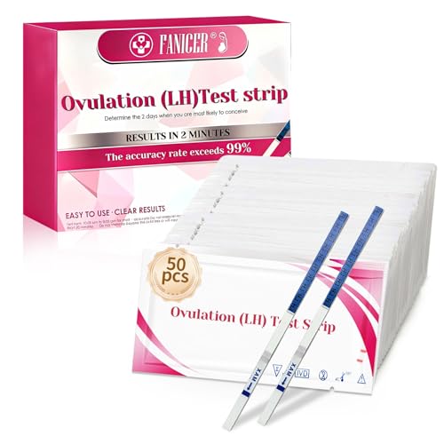 50 Piezas Test de Ovulación, Kit de Test de Ovulación, Test Ovulación Rápido Fácil de Usar, Alta Sensibilidad, Detección Rápida, Resultados Precisos, Prueba de Fertilidad Familiar Femenina