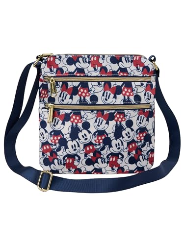 Loungefly Mickey and Minnie Mouse Crossbody Purse Women's Passport Bag Navy Nylon