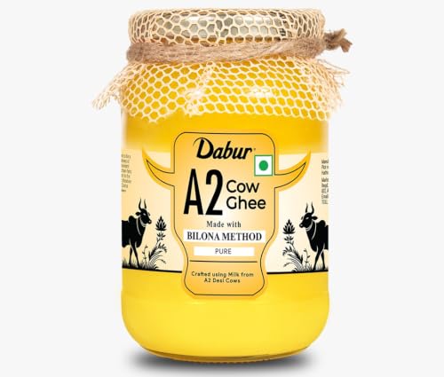 Image of Dabur A2 Cow Ghee - 500ml | Rich in Vitamin A & Antioxidant properties | Made with Bilona method | Helps balance Vata & Pitta Dosha | Crafted using milk from A2 desi cows | 100% pure