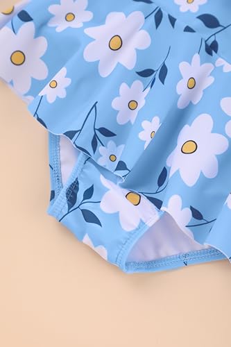 Image of oklady Toddler Swimsuit Girls One Piece Ruffled Girls Bathing Suit Bow Strap Swimwear Size 12M-4T