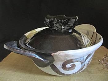 織部◆佐藤和次作品◆蟹の土鍋◆中古品 Amazon | 土鍋 陶芸作家 佐藤和次作 黒織部蟹絵土鍋(3人用) S