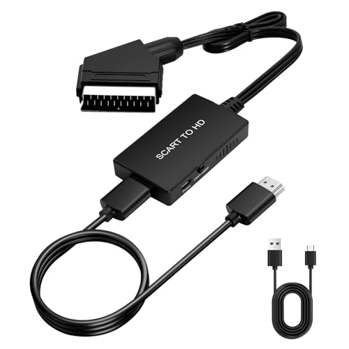 Quevati Scart auf HDTV Adapter, Video Audio Wandler HD 1080P mit HDTV Kabel, f&uuml;r HDTV STB VHS Sky DVD Blu-ray usw