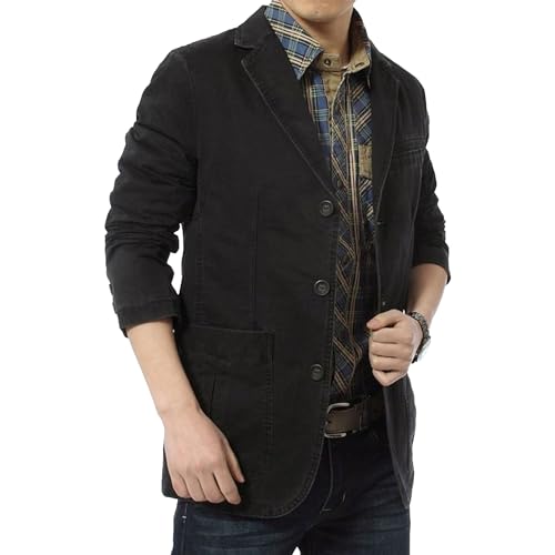 Mens Vintage Washed Cotton Blazer Lightweight Sports 3 Buttons Suits Coats Casual Lapel Slim Fit Blazer Jackets