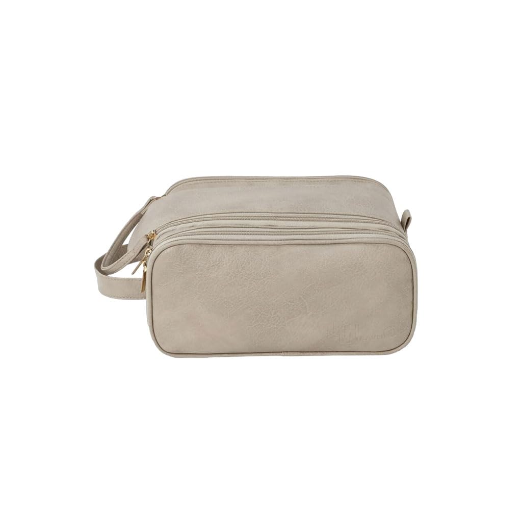 Grote capaciteit dubbele rits toilettas lederen reis make-up tas draagbare opbergtas