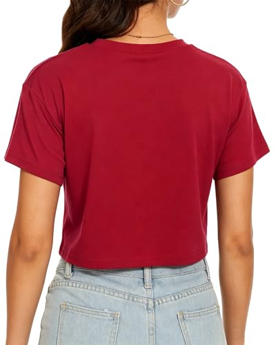 Image of Womens Summer Crop Tops Short Sleeve Round Neck T-Shirts Loose Fit Casual Blouse 2026