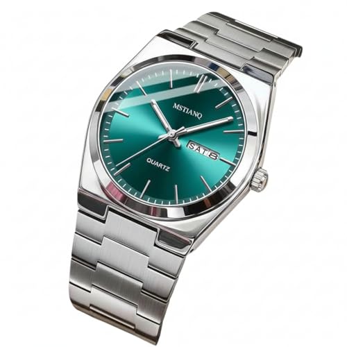 MSTIANO Men's Luxury Quartz Watch, Green Dial, Stainless Steel Band - Image 7