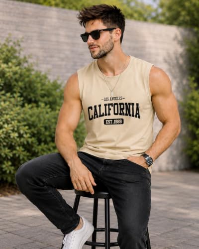 Image of JUGULAR Tank Tops Sleeveless T-Shirt for Men Gym Wear Vest Printed Stylish Round Neck Running for Sports Workout Fitness & Casual or Beach Wear