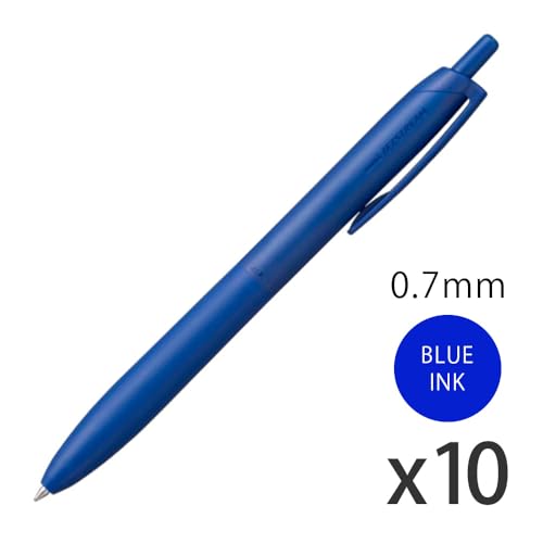 Caneta esferográfica Uni Jetstream única, equipada com tinta Lite Touch de 0,7 mm (azul), corpo azul
