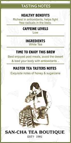 Image of Sancha Tea Boutique Yellow Gold White Tea (25X3 Cups), Pure Tea Buds Limited Edition Tea, Silver Needles White Tea, Worlds Healthiest Tea, Darjeeling White Tea Treasure