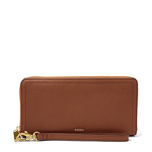 Fossil Brieftasche für Frauen Logan, PU, PVC Zip Clutch braun 19,7 cm L x...