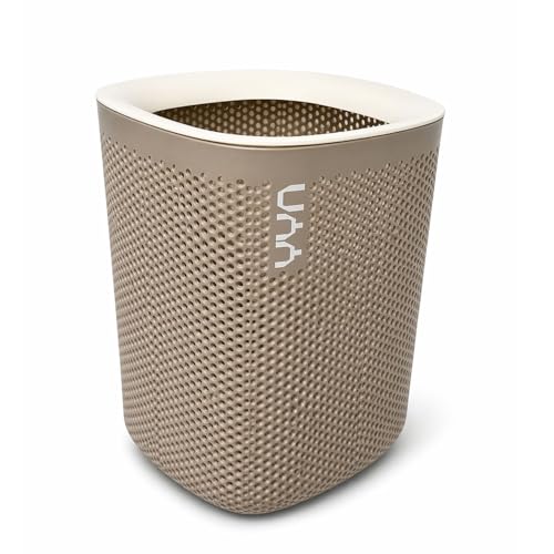 Image of Kriva Plastic Mesh Waste Bin with Airflow Design, Small Round Trash Can for Office Desk, Bedroom, Bathroom & Kitchen Use(1Pc, Taupe Grey color)