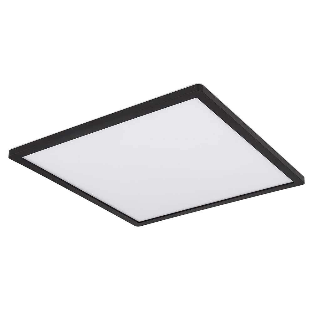 Badezimmer Lampe LED Deckenleuchte Deckenlampe IP44 LED Panel, dimmbar 3 Stufen über Wandschalter, Backlight, schwarz, 24W 2300Lm warmweiß, LxH 42x2,5 cm