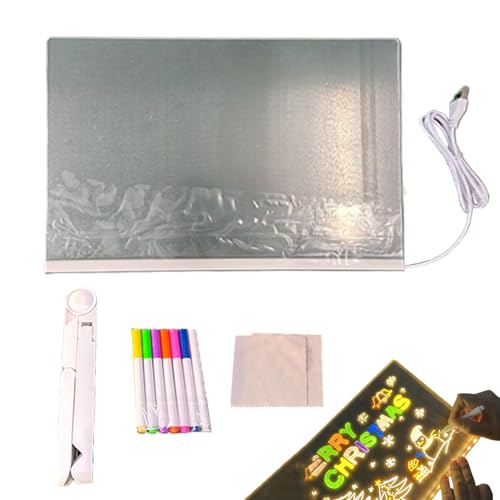 Tabella di scrittura luminosa, lavagna cancellabile a secco a LED,Tabella di note a LED con supporto per lavagna di messaggi in acrilico - Tavola da disegno luminosa in acrilico, tavola luminosa