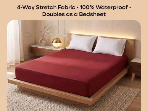 Image of SleepyCat Waterproof Lycra Mattress Protector | Double 78x48 | Maroon