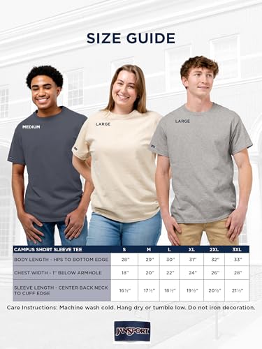 Image of JanSport NCAA Officially Licensed Campus Short Sleeve T Shirt for Men, Soft & Breathable Pre-Shrunk Cotton Crewneck T Shirt