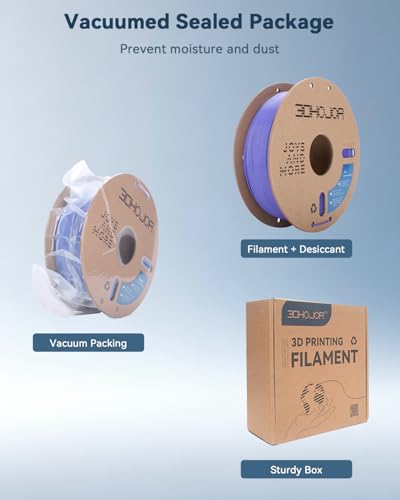 Image of 3DHoJor PLA Filament 1.75mm,3D Printer Filament,1kg Cardboard Spool (2.2lbs),Dimensional Accuracy + /- 0.03 mm,Vacuum Packaging Odor Free Clog Free Fit Most 3D FDM Printer,Periwinkle Blue