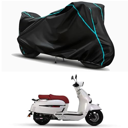 Image of Waterproof Bike Body Cover Compatible for | Keeway Sixties 300i BS6 | Taffeta Fabric, Sky Piping Design, Bottom Elastic Fit | Dustproof, Sun UV & Rain Protection for All Weather.